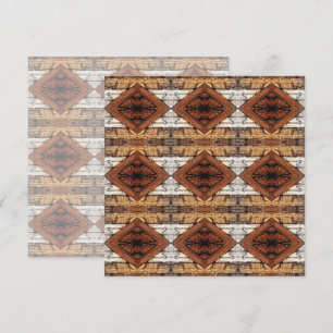 Weathered Wood Planks Diamond Pattern Mixed Media Card