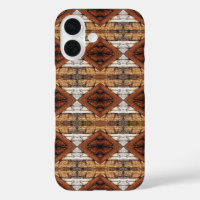 Weathered Wood Planks Diamond Pattern Mixed Media