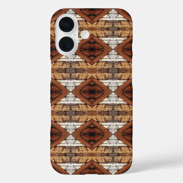 Weathered Wood Planks Diamond Pattern Mixed Media Case-Mate iPhone Case (Back)