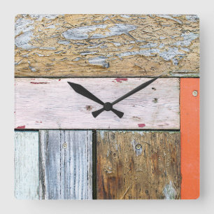 Weathered Wood Planks  Square Wall Clock