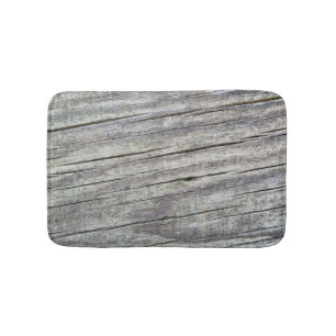 Weathered Wood Planks Texture Pattern Bath Mat