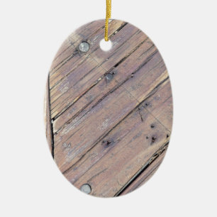 Weathered Wood Rough Textured Deck Ceramic Ornament