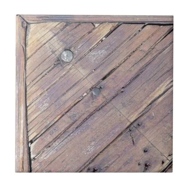 Weathered Wood Rough Textured Deck Ceramic Tile (Front)