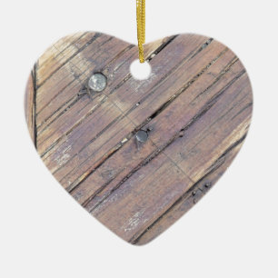 Weathered Wood Rough Textured Deck Ceramic Tree Decoration