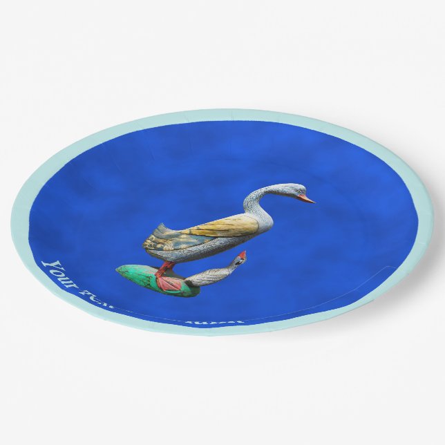Weathered Wooden Ducks Paper Plate (Angled)