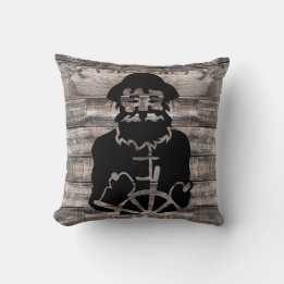 weathered wooden plank background with CAPTAIN | T Cushion