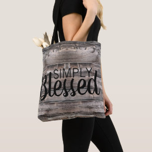 weathered WOODEN PLANKS simply blessed Tote Bag
