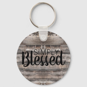 weathered wooden planks with simply blessed key ring