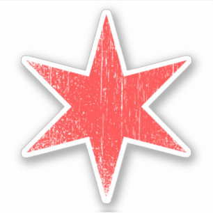 Weathered worn Chicago flag star sticker