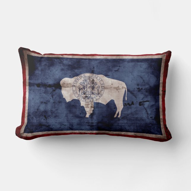 Weathered Wyoming Flag Lumbar Cushion (Front)