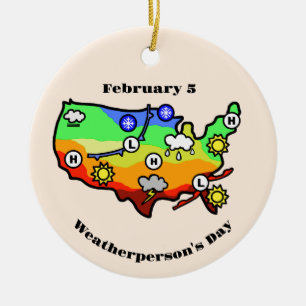 Weatherperson's Day Ornament with US Forecast Map