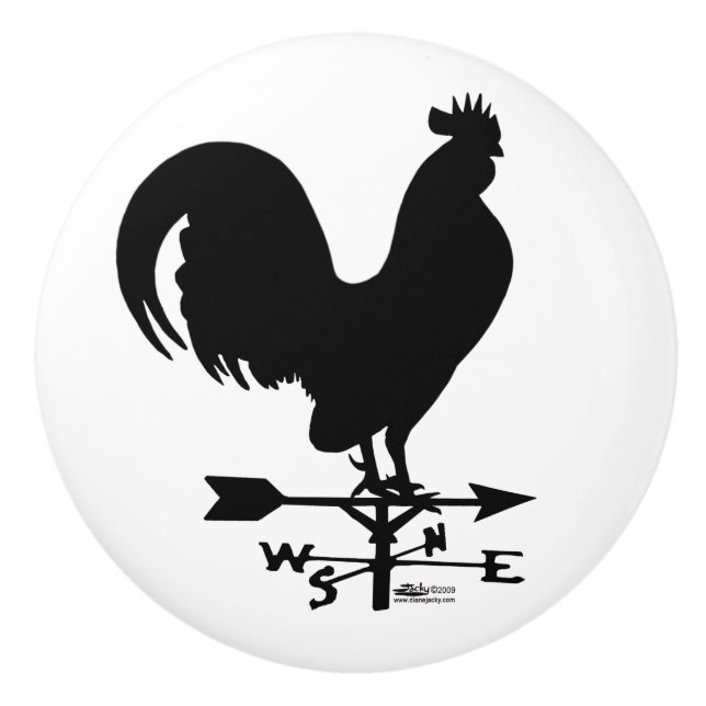Weathervane Rooster Ceramic Knob (Front)
