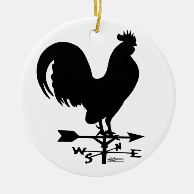 Weathervane Rooster Ceramic Ornament (Front)