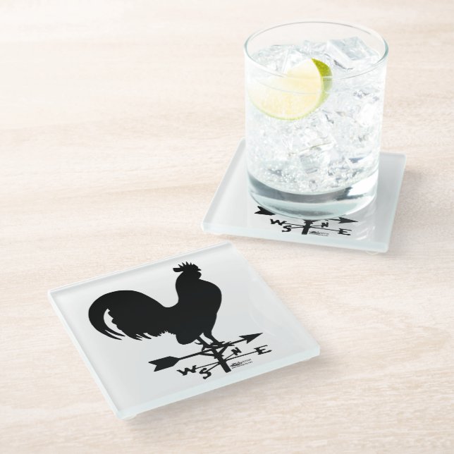 Weathervane Rooster Glass Coaster (Angled)