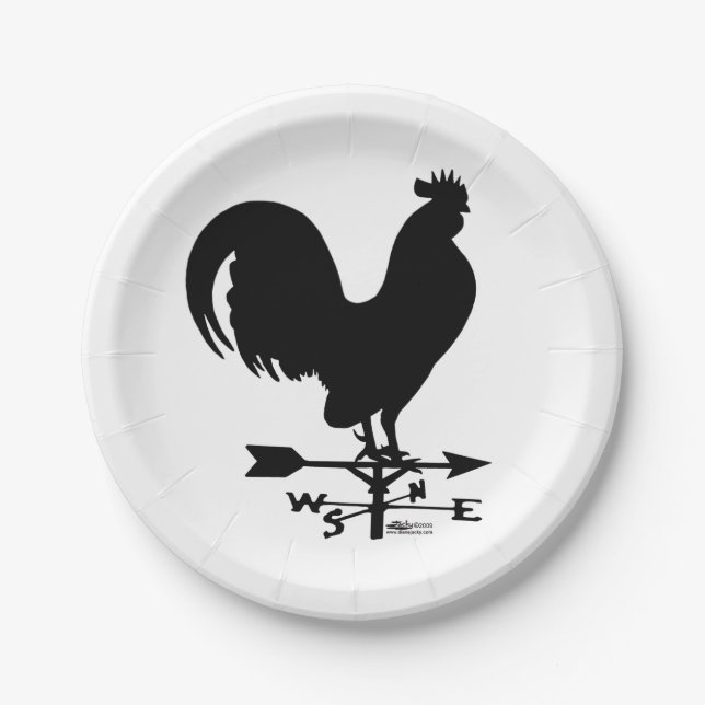 Weathervane Rooster Paper Plate (Front)