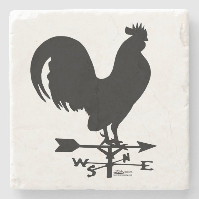 Weathervane Rooster Stone Coaster (Front)