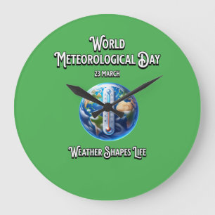 Weathr Shapes Life. World Meteorological Day. Large Clock