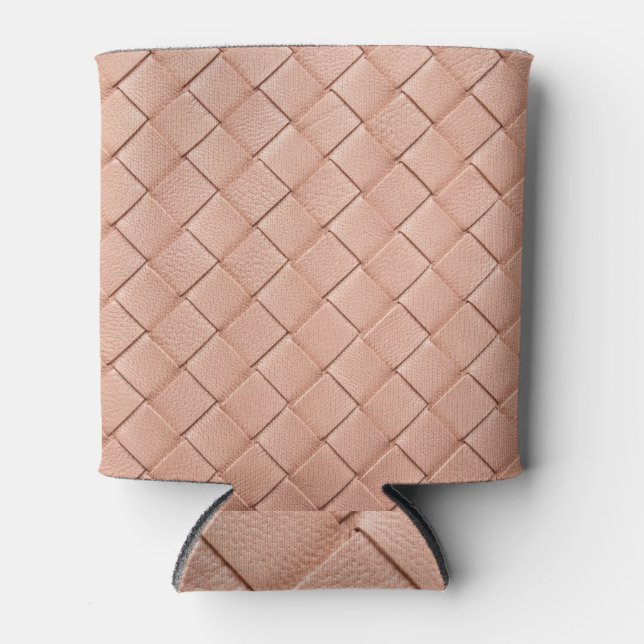 Weave Leather Texture Background Design Can Cooler (Front)