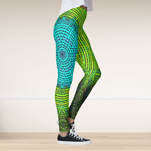 Weave Mandala Blue and Green Leggings