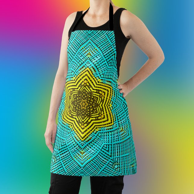 Weave Mandala Blue and Yellow Apron (Creator Uploaded)