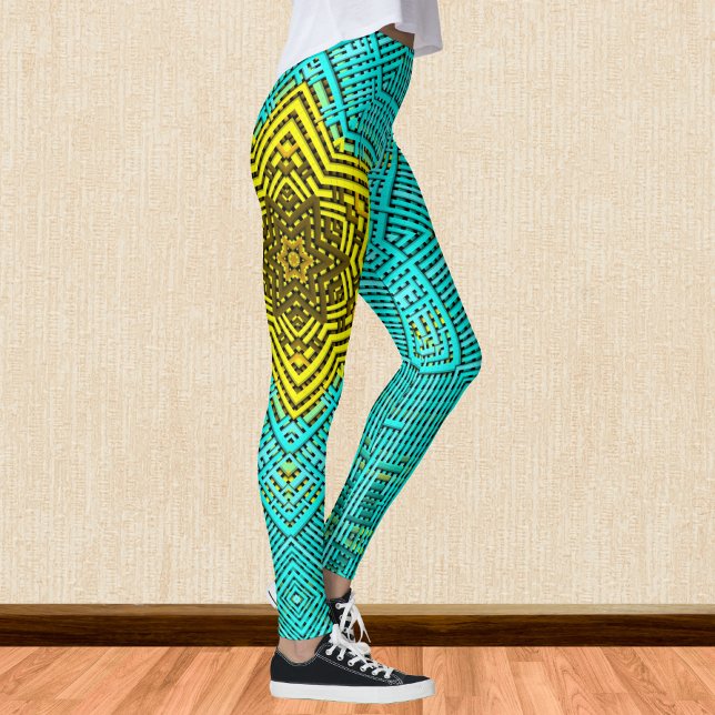 Weave Mandala Blue and Yellow Leggings (Creator Uploaded)