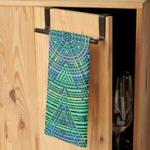Weave Mandala Green and Blue Tea Towel