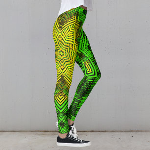 Weave Mandala Green and Yellow Leggings