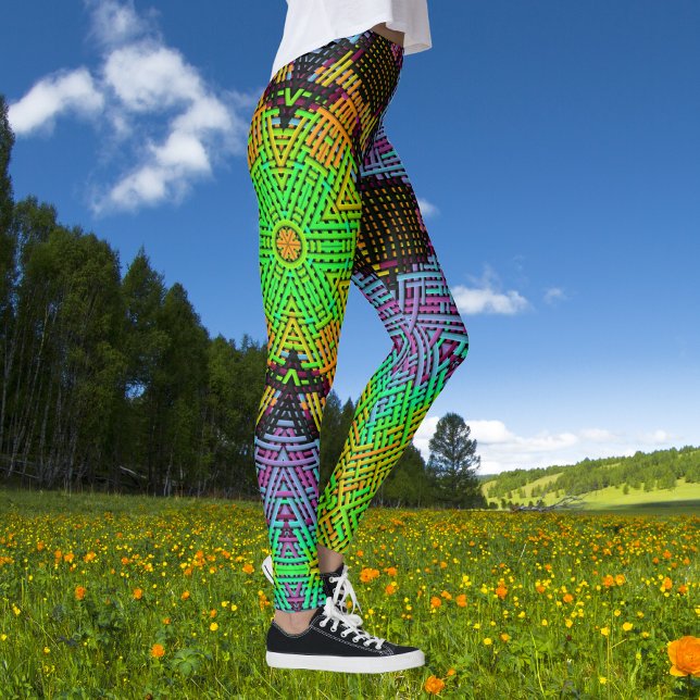 Weave Mandala Green Orange and Purple Leggings (Creator Uploaded)