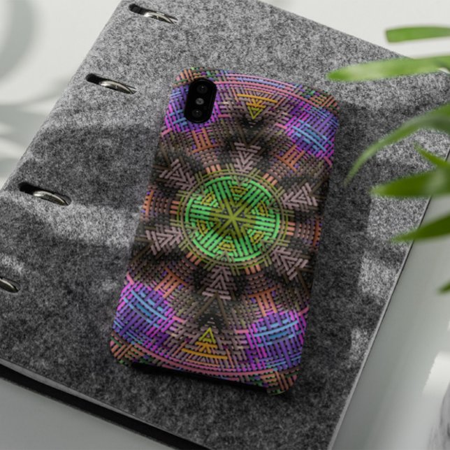Weave Mandala Green Pink and Blue Case-Mate iPhone Case (Creator Uploaded)