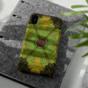 Weave Mandala Green Yellow and Red iPhone 11 Case
