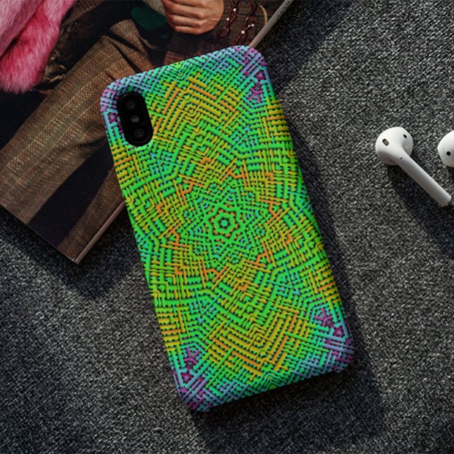 Weave Mandala Orange Green and Blue Case-Mate iPhone Case (Creator Uploaded)