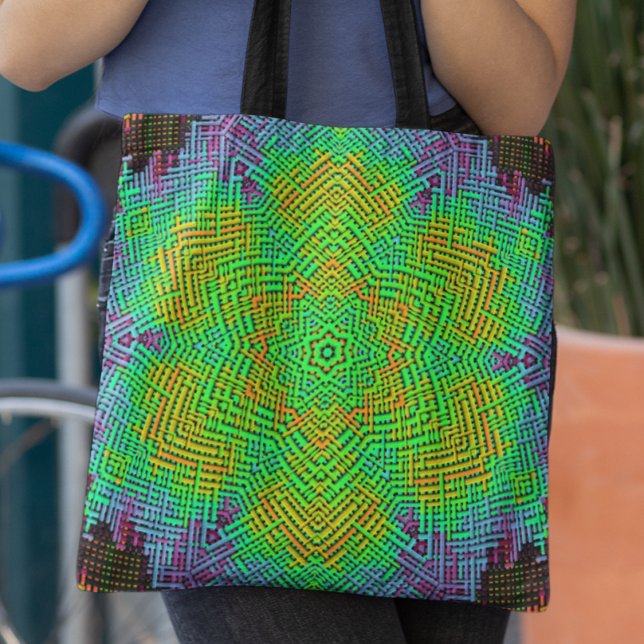 Weave Mandala Orange Green and Blue Tote Bag (Creator Uploaded)