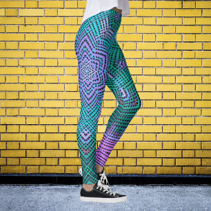 Weave Mandala Pink and Blue Leggings