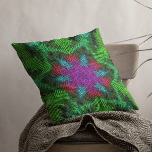 Weave Mandala Pink Blue and Green Cushion