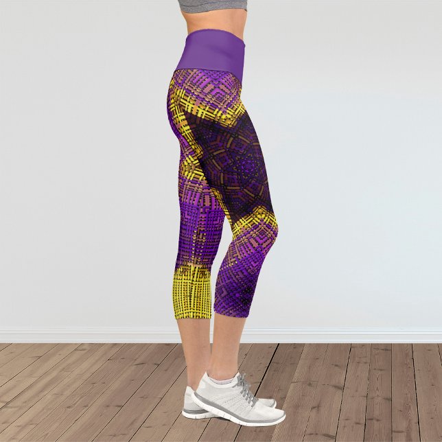 Weave Mandala Purple and Yellow Capri Leggings (Creator Uploaded)