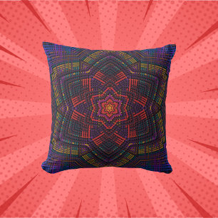 Weave Mandala Purple Yellow Red and Blue Cushion