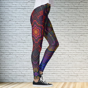 Weave Mandala Purple Yellow Red and Blue Leggings
