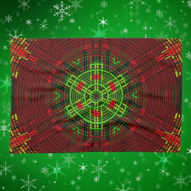 Weave Mandala Red and Green Tea Towel (Creator Uploaded)