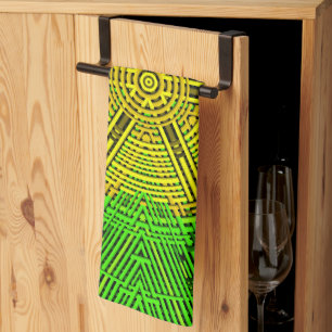 Weave Mandala Yellow and Green Tea Towel
