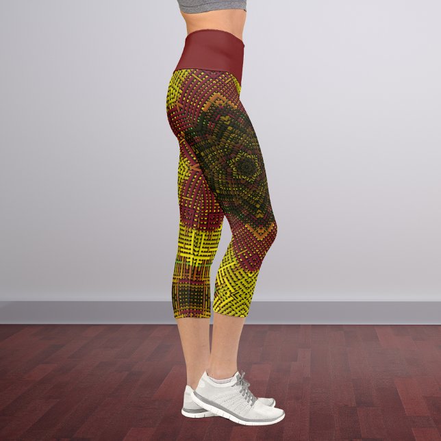 Weave Mandala Yellow and Orange Capri Leggings (Creator Uploaded)
