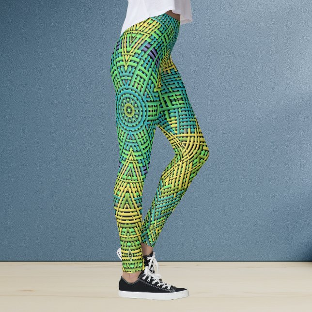 Weave Mandala Yellow Green and Blue Leggings (Creator Uploaded)