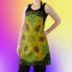 Weave Mandala Yellow Green and Orange Apron