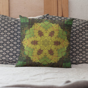 Weave Mandala Yellow Green and Orange Cushion