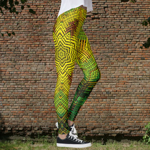 Weave Mandala Yellow Green and Orange Leggings