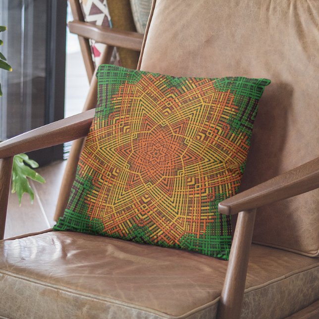 Weave Mandala Yellow Orange and Green Cushion (Creator Uploaded)