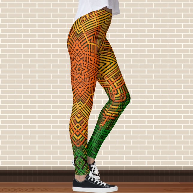 Weave Mandala Yellow Orange and Green Leggings (Creator Uploaded)