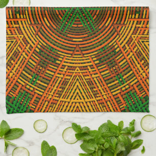 Weave Mandala Yellow Orange and Green Tea Towel