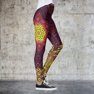 Weave Mandala Yellow Pink and Purple Leggings