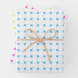 Weave Pattern, Crystal Blue, Orchid, Lime Custom Wrapping Paper Sheet
