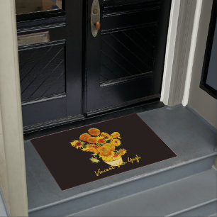 Weave pattern of Sunflowers by Van Gogh Door Mat